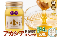 《先行受付》【定期便隔月・4回】【新蜜】小松養蜂場 はちみつ 秋田県産100％ アカシアはちみつ 500g [はちみつ ハチミツ 蜂蜜 国産 秋田県産100％ 自家採蜜100％]