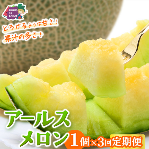 【定期便】 アールスメロン 1玉 × 3か月連続 メロン ギフト 高糖度 甘い 美味しい フルーツ 誕生日 プレゼント ギフト 贈り物 父の日 母の日 1個 [FC45-NT] 2632282 - 茨城県つくばみらい市