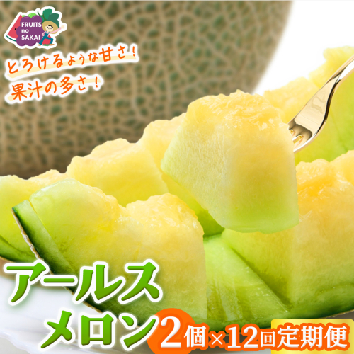 【定期便】 アールスメロン 2玉 × 12か月連続 メロン ギフト 高糖度 甘い 美味しい フルーツ 誕生日 プレゼント ギフト 贈り物 父の日 母の日 2個 [FC50-NT] 2632371 - 茨城県つくばみらい市