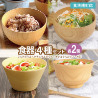 食器4種セット各2客（マルチボウル、ナチュラルボウル、ナチュラルカップ、木彩） 099H4621