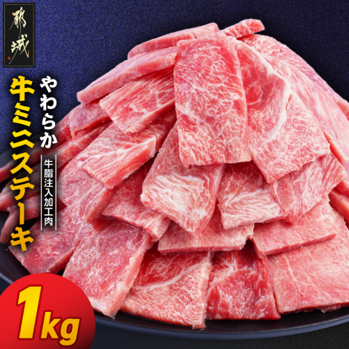 やわらか牛ミニステーキ1kg【牛脂注入加工品(成型肉)】_LG-36-002-1kg 2633677 - 宮崎県都城市