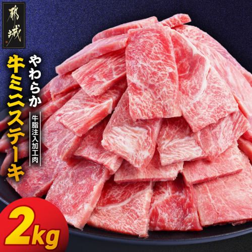 やわらか牛ミニステーキ2kg【牛脂注入加工品(成型肉)】_14-36-002-2kg 2633679 - 宮崎県都城市