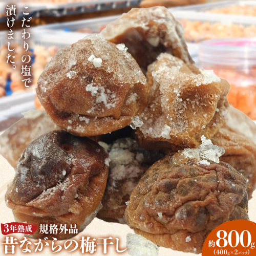 3年熟成 規格外品 昔ながらの梅干し 約800g (400g 2パック) 農業法人 株式会社紀州梅香《30日以内に出荷予定(土日祝除く)》 和歌山県 日高川町 梅 うめ フルーツ 果物 2635445 - 和歌山県日高川町
