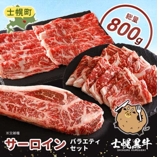 北海道 士幌黒牛 十勝ポテ牛（も～）ビーフ サーロイン バラエティ セット 800g 焼肉 ステーキ すき焼き ブランド牛 牛 赤身肉 国産牛 牛肉 国産 肉 ビーフ セット 焼き肉 肉じゃが 冷凍 詰合せ お取り寄せ【ST01-05】 2636116 - 北海道士幌町