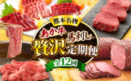 【全12回定期便】【熊本名産】あか牛と馬刺し 贅沢定期便 計約8.3kg あか牛 馬刺し 特産品 熊本県 合志市 赤牛 【有限会社 三協畜産】 [AYCQ106]