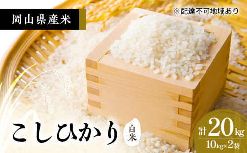 2026年度 先行受付 新米 岡山県産米 白米  こしひかり 20kg(10kg×2袋) お米 コメ 国産 岡山 2637356 - 岡山県高梁市