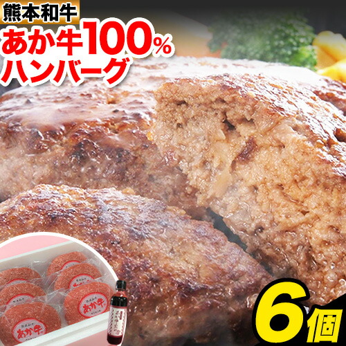 あか牛 100％ハンバーグ 120g×6個 あか牛のたれ付き 熊本県産 あか牛 あかうし 三協畜産 《30日以内に出荷予定(土日祝除く)》 熊本県 津奈木町 タレ付き ハンバーグ 熊本和牛 送料無料 2638153 - 熊本県津奈木町