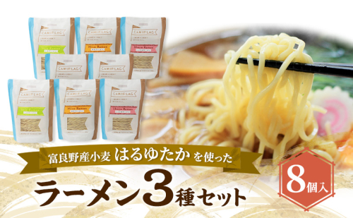 上富良野町産 はるゆたか ラーメンセット[ラーメン8個] 自社農園産小麦 ラーメン スープ セット 小麦 はるゆたか 麺類 詰め合わせ 北海道 上富良野町 2639021 - 北海道上富良野町