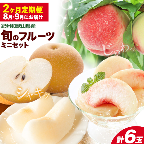 紀州 和歌山県産 旬の フルーツ セット ミニ 2ヶ月定期便 8月・9月配送 桃 3玉 梨 3玉 株式会社魚鶴商店《8月-9月頃出荷》和歌山県 日高川町 もも なし 定期便 果物 旬 2640758 - 和歌山県日高川町