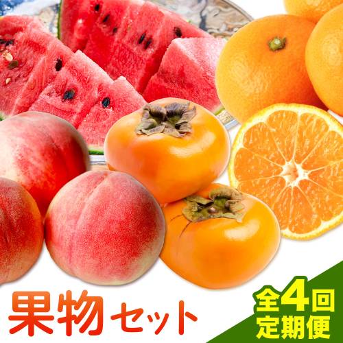 【発送月固定定期便】フルーツセット 果物セット(すいか 桃 ひらたねなし柿 みかん)【全4回】 魚鶴商店《6月中旬-1月上旬頃出荷》 和歌山県 日高川町 すいか 小玉 ひとりじめ 桃 平核無柿 柿 化粧箱入 ギフト 果物 フルーツ 旬 送料無料 定期便 2640922 - 和歌山県日高川町