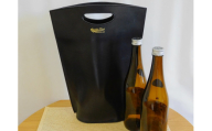 牛革使用 ワインキャリーバック720ml 2本用（黒）＋日本酒2本