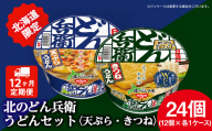 【定期便12カ月】日清　北のどん兵衛　うどんセット＜天ぷら・きつね＞各1箱・合計2箱 天ぷら てんぷら うどん きつね カップ麺 即席めん 即席麺 どん兵衛 千歳 ケース 食べ比べ