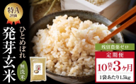 特A ひとめぼれ 米 残留農薬ゼロ 発芽玄米 1.5kg × 10袋 3ヶ月 毎月定期便 無洗米 令和7年度産 玄米 こめ コメ お米 ヒトメボレ ご飯 ライス 大分県 大分 玖珠町 玖珠
