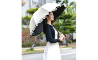 ロサブラン[日傘]ラージ フリル[60cm] [アイボリー] | 100% 完全遮光 晴雨兼用 Rose blanc 傘 カサ uvカット 遮光 遮熱 涼感 紫外線対策 1級遮光 ファッション レディース メンズ ファッション おしゃれ 小物 ギフト プレゼント 母の日
