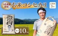 [先行予約] [お米定期便] 玄米 コシヒカリ[3回]10キロ 10kg 数量限定 米 コメ お米 早場米 ご飯 おにぎり こめ 令和8年度 農家直送 産地直送 ふるさと納税 高知県 南国市