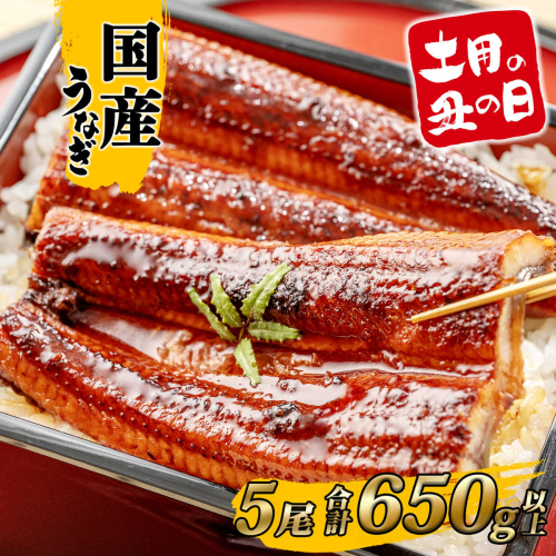 【土用の丑の日までにお届け】うなぎ 蒲焼 5尾 650g以上 国産 鰻 人気 うなぎ蒲焼き うな重 簡易袋 魚 魚介 ギフト K2396 2650361 - 茨城県境町