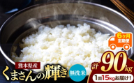 [定期便6回]熊本県産 無洗米 くまさんの輝き 15kg | お米 米 こめ おこめ 精米 白米 15キロ 90キロ フードロス 国産 国産米 くまもと 熊本 熊本県 玉名市 玉名