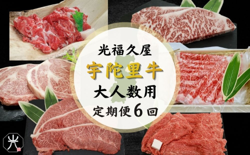 【宇陀里牛 定期便6回 (大人数向け) 】黒毛和牛セット ／ふるさと納税 大容量 宇陀里牛 黒毛和牛 牛肉セット 焼肉 ステーキ すき焼き 6回配送 国産和牛 光福久屋 奈良県 宇陀市 2652618 - 奈良県宇陀市