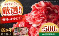 【全6回定期便】佐賀牛切り落とし 計3kg（500g×6回）/ 肉 牛肉 和牛 国産 しゃぶしゃぶ すき焼き / 佐賀県 / 株式会社中山牧場 [41AOCW021]