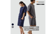 コンフォートポンチ ハーフセットアップ(ユニセックス)チャコールL / メンズ レディース ユニセックス ルームウェア 部屋着 ハーフパンツ ドロップショルダー リラックスウェア きれいめ コットンポリエステル 日本製 ストレッチ ポンチ素材 神奈川県 No.1203-03
