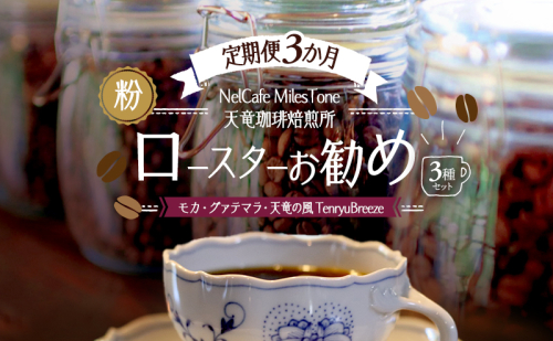 【定期便3か月】ロースターお勧め3種セット（モカ・グァテマラ・天竜の風　TenryuBreeze） ペーパードリップ用粉 コーヒー粉 珈琲粉 コーヒー 静岡 浜松市 2656212 - 静岡県浜松市