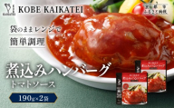 一流シェフ仕込み 神戸開花亭 煮込みハンバーグ トマトソース 190g×2袋|京都 有名店 ハンバーグ 人気セット[ 有名店 ハンバーグ トマトソース レトルト食品 簡単 時短 便利 長期保存 おすすめ 洋食 お取り寄せ 通販 送料無料 ふるさと納税 ]