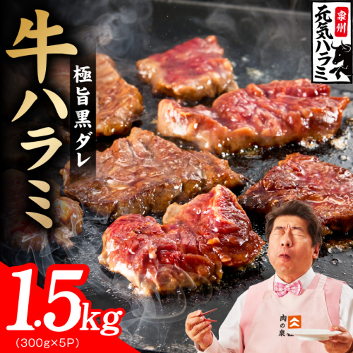 【新登場】極旨黒ダレ 牛ハラミ 1.5kg（300g×5P）【牛肉 はらみ 小分け 焼肉 お弁当 BBQ 訳あり ワケアリ わけあり サイズ不揃い 規格外 TVで話題】 020C599 2659149 - 大阪府泉佐野市