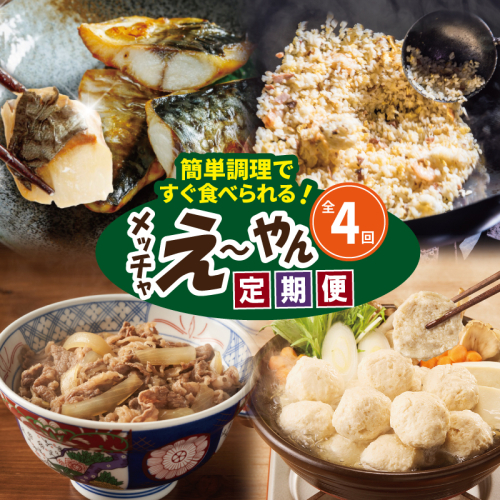 【定期便】栄物産のメッチャえ～やん定期便 全4回【サバ 鯖 さば チャーハン 炒飯 つくね 鶏 牛丼 冷凍 惣菜 おかず 弁当 おつまみ 鍋具材】 099Z582 2659330 - 大阪府泉佐野市