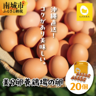 卵の黄身が掴めるほどの新鮮さ 美ら卵養鶏場の卵 20個【順次配送】   I  たまご タマゴ  卵 美ら卵 養鶏場 美ら卵 新鮮  養鶏場 20個   沖縄県 南城市 ふるさと納税 有限会社 美ら卵養鶏場