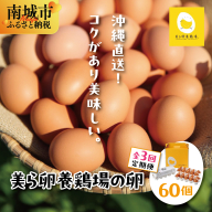 卵の黄身が掴めるほどの新鮮さ 美ら卵養鶏場の卵 60個【3ヶ月定期便】   I  たまご タマゴ  卵 美ら卵 養鶏場 美ら卵 新鮮  養鶏場  定期便   60個   沖縄県 南城市 ふるさと納税 有限会社 美ら卵養鶏場
