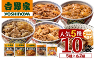 【定期便 2ヶ月】吉野家 人気５種１０袋セット（冷凍） 牛丼 レトルト 非常食 防災食 3ヶ月 お楽しみ 新潟