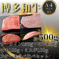 BE055.博多和牛A4～A5ランク・ステーキ部位食べ比べ4種セット【博多和牛】