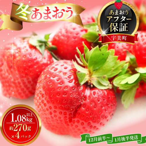 いちご あまおう 冬あまおう 270g以上 4p 計1080g以上 【12月前半〜1月後半発送】 期間限定 [ストロベリーファーム 福岡県 宇美町 um40azp070008] 先行予約 イチゴ 苺 フルーツ 果物 果実 甘い 小分け あまい 4パック 1kg 2660384 - 福岡県宇美町