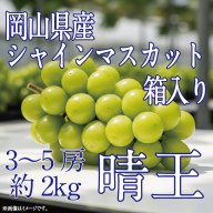 [HS]ぶどう先行予約9月・10月発送シャインマスカット晴王2kg箱（3～5房）ブドウ 葡萄  岡山県産 国産 フルーツ 果物 ギフト デザート 食後 酸味が少ない 産地直送
