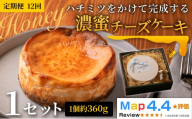 ハチミツをかけて完成する濃蜜チーズケーキ 約360g 1セット ×  12ヶ月 定期便《30日以内に出荷予定(土日祝除く)》CALMATI 和歌山県 岩出市 ケーキ チーズケーキ チーズ スイーツ デザート お菓子 送料無料