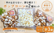 「おトクな2種セット」　手作りポップコーン | キャラメル味（45g×2袋） 塩バター味（25g×1袋） 無添加 セット 食べきりサイズ