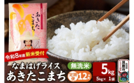【定期便12ヶ月】 あきたこまち ＜令和8年産 新米受付＞ 『なまはげライス』 無洗米 5kg（5kg×1袋） 吉運商店 [新米 先行受付 米 こめ コメ 無洗米 あきたこまち 秋田県 男鹿市]