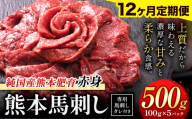 【12ヶ月定期便】赤身馬刺し 500g【純国産熊本肥育】生食用 冷凍 専用馬刺しタレ付き《お申込み翌月から出荷》熊本県 南関町 馬刺し 赤身