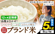 [12ヶ月定期便]米 南関町 単一原料米 (ひのひかりorにこまるorくまさんの輝き) 無洗米 5kg[お申込み翌月から出荷]熊本県産 国産 無洗米 こめ コメ 5キロ