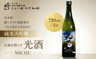 【ひかり餅中村本舗】京都伏見 純米大吟醸 大地を照らす 光酒～MICHU～ 720ml×3本｜日本酒 山本本家 人気 おすすめ［ 食卓に彩りを添える日本酒 純米酒 国産米 人気 おすすめ お酒 晩酌 ご自宅用 ギフト プレゼント 贈答 お取り寄せ 通販 送料無料 ］