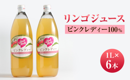 リンゴジュース１L×6本 ピンクレディー100％ りんご フルーツジュース 長野県 2667002 - 長野県上田市