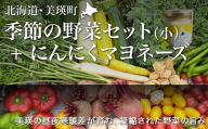 あらいふぁーむ 季節の野菜セット[小]&にんにくマヨネーズ | 野菜 セット 詰め合わせ 旬野菜 美瑛産野菜 無農薬 多品種野菜 北海道 美瑛 美瑛町 北海道産 美瑛産 にんにく ニンニク マヨネーズ 調味料 ガーリック ドレッシング [022-43]