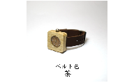 樫の木製腕時計｜「翠月」(すいげつ) 【ベルト色：茶】