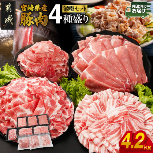 宮崎県産豚肉たっぷり4.2kgセット≪みやこんじょ快速便≫_19-N2-015-4200-R 2671875 - 宮崎県都城市