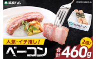 常陸の輝きイチ推しベーコン 2個 合計 460g 国産豚  燻製 熟成 お取り寄せ グルメ 人気 冷蔵 ギフト おかず ご当地グルメ パスタ おつまみ 朝食 贅沢【茨城県共通返礼品/つくば市】（106-13）