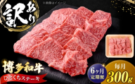 [全6回定期便]訳あり 博多和牛 一口ステーキ 約300g[豊前市][肉のくまもと屋] [VFD069] 訳あり ヒレステーキ 赤身 ヒレ ヒレ肉 フィレ 牛肉 国産 ブランド牛 和牛 一口ステーキ