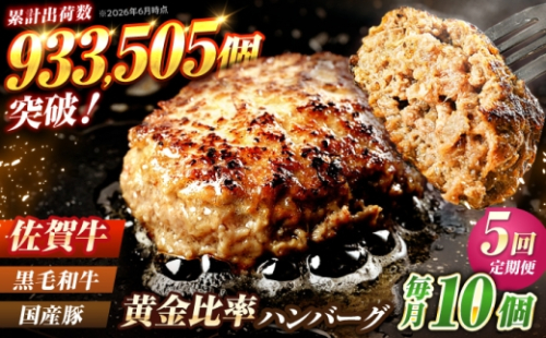 【全5回定期便】 佐賀牛入り 黒毛和牛ハンバーグ 1.4kg（140g×10個） 吉野ヶ里町/石丸食肉産業  [FBX057] 2673372 - 佐賀県吉野ヶ里町