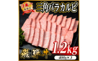 飛騨牛　三角バラカルビ焼肉　1.2kg(400g×3)タレ付き　BBQ用　小分け【1746356】