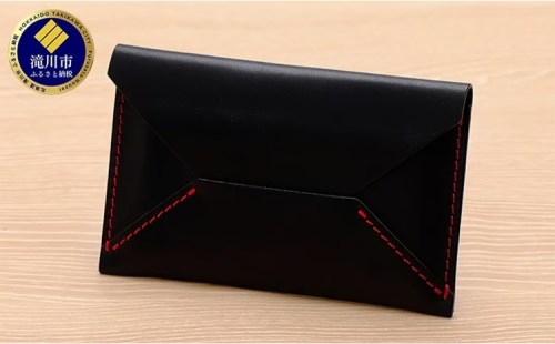牛革 レター型名刺入れ ブラック | 本革 レザー 革製品 カードケース ビジネス 男女兼用 メンズ レディース 革小物 日本製 北海道 滝川市 2675479 - 北海道滝川市
