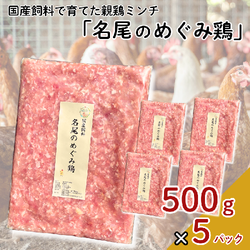 国産飼料で育てた親鶏ミンチ「名尾のめぐみ鶏」2.5kg（500g×5P） 鶏肉 親鶏 ミンチ ひき肉 冷凍：B285-008 2676198 - 佐賀県佐賀市